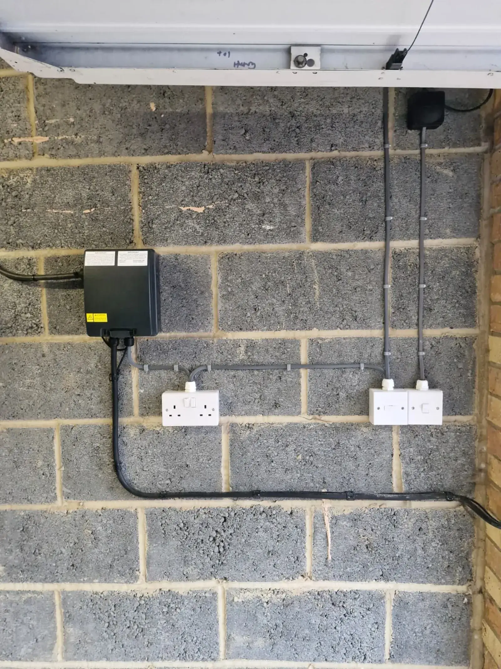 Garage electrical installation with sockets in Wakefield